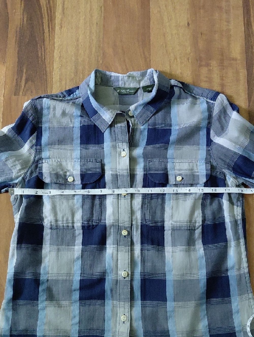 Eddie Bauer Blue Button-Down Shirt Lightweight Cotton Outdoor Camping Gorpcore - Picture 12 of 13